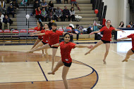 Jefferson dance team performs their routine at the boys basketball and their senior night.