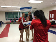 Sophomores Cat Nguyen, Katie Zhang, and Sahana Aiyer (from left to right) get their picture taken by Emma Zhang in the dance team's instagram frame.