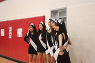 Six of the seven senior dance team members, Bhavana Channavajjala, Vivian Fang, Cece Xiao, Kathryn Wen, Jennifer Song and Andrea Tse (from left to right) get their pictures taken for senior night.