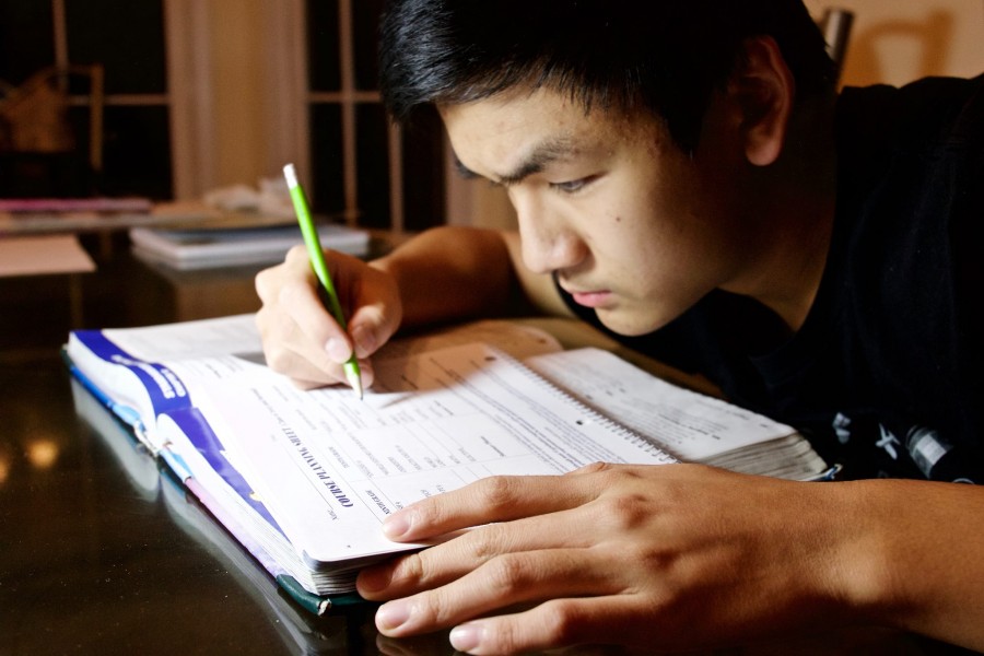 Sophomore Frank Ding uses his school agenda to plan his junior courses. Photo courtesy of Frank Ding