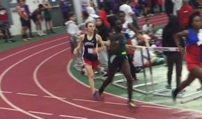 Sophomore Alynne Cutler runs at one of the many track meets of the winter season.