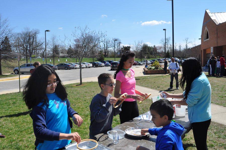 Jefferson students help out at Techstravaganza.  In past years, the event was held at Holmes Middle School, but construction has finally progressed to a point where it can be held at Jefferson itself.