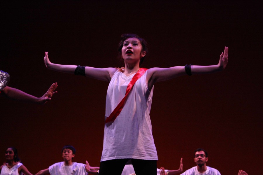 Sophomore Katherine Barbano perform in Latin Honor Society's dance. 