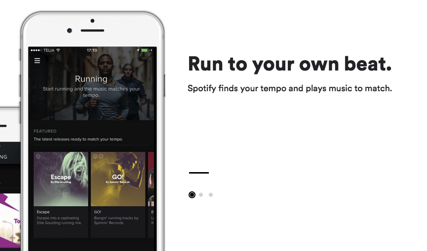 Spotify's new running feature tracks the user's tempo and selects tracks to match.
