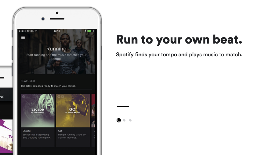 Spotifys new running feature tracks the users tempo and selects tracks to match.