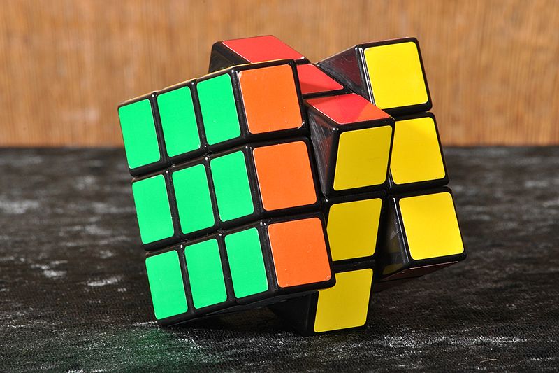 The type of three by three Rubik’s Cubes that the team solved twenty five of in a little over a minute.

Photo courtesy of Wikimedia commons.
