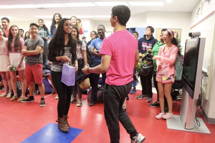 Sophomore Matt Maribojoc said yes to attending Sadies with sophomore Meghana Boojala in the Chem Commons on May 11.