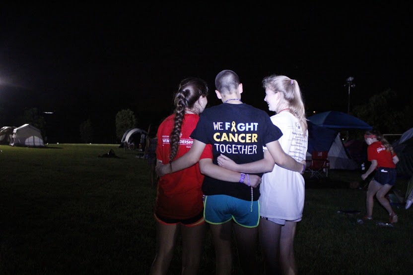 Freshman Mallory Brodnick (center) at the Relay for Life event on June 4, 2016. She raised more money than any other student at Jefferson. 