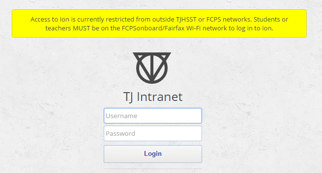 Intranet access is currently limited to logging in on school grounds and using Fairfax County WiFi. The restriction began on May 27.