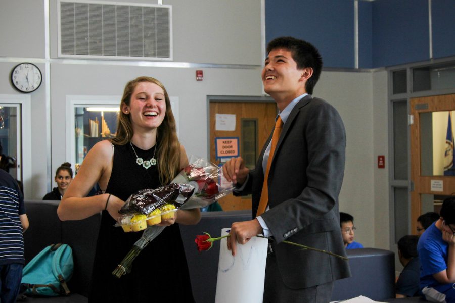 Junior+Scott+Becker+asks+junior+Melina+Seng+to+homecoming.