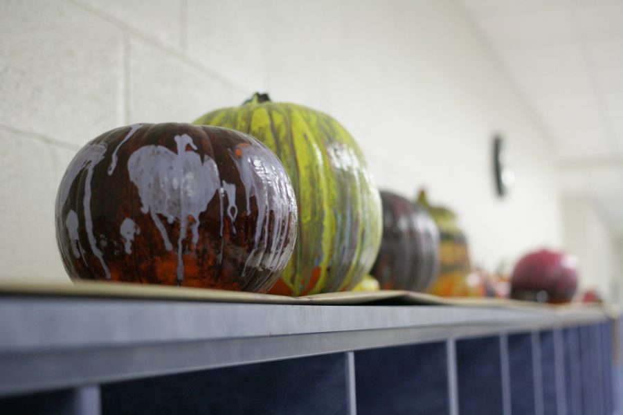 Halloween-themed pumpkins Rotary Interact painted for a local children's hospital.