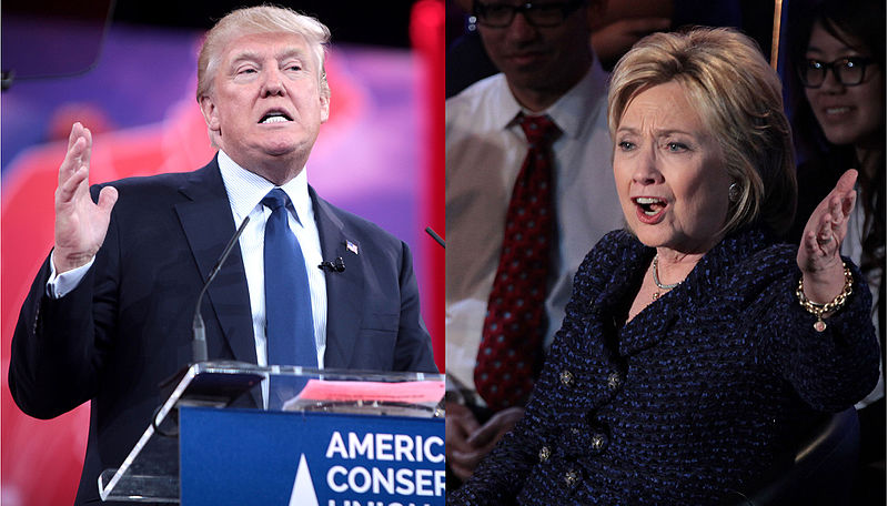 Donald Trump and Hillary Clinton face off in the 2016 presidential debate.