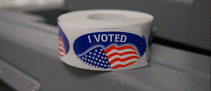 Voters recieved an "I voted" sticker after voting on Election Day, Nov. 8.