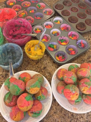 A variety of baked goods, such as rainbow cupcakes and brownies, were made and sold at the She’s the First bake sale. Photo courtesy of Aishani Pal.