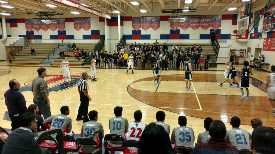 The Boys team prepares to make a rebound on Tuesday, Feb. 14.