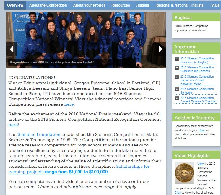 Dr. Glazer forwarded the matter to the Siemens Foundation when he heard about NGRD. "After looking into the matter, they [the Siemens Foundation] assured me all student awardees went through a high level of scruitiny to ensure their work was original," Glazer said.

We reached out to the Siemens Foundation for comment. “Unfortunately, we are not at liberty to share perspectives on ‘outcomes’ of the Siemens Competition based on students experiences in internships and research experiences," Elizabeth Cho from the Siemens Foundation said. "Siemens Competition students’ experiences are varied and diverse as is reflected in the different backgrounds and research paths of the various winners.”