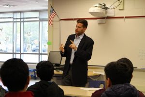 Cameron Hamilton speaks to Investment Club members on Friday, March 3rd.