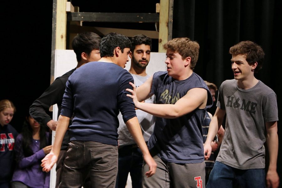 Cast members rehearse for Les Miserables