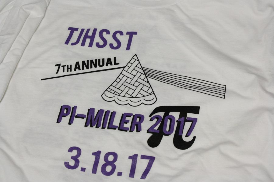 The Pi-Miler t-shirts were given out right before the race.
