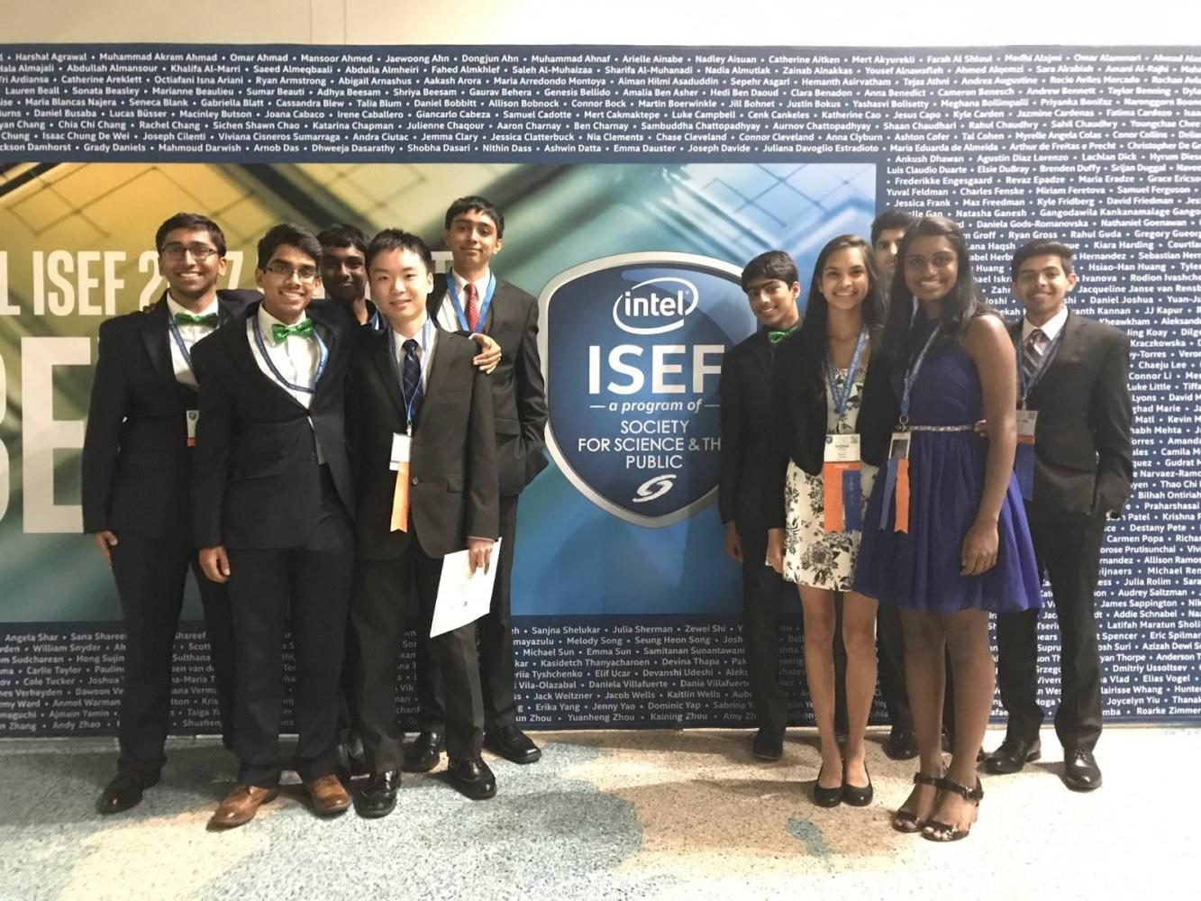 Jefferson students pose before presenting their projects at ISEF.