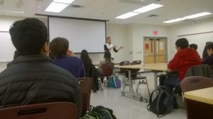 Charlet, Jefferson Class of 1998, discusses cybersecurity as well as different science and technology policy careers in the Lecture Hall. 