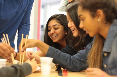 Freshmen laugh and have fun during their 8th period session.