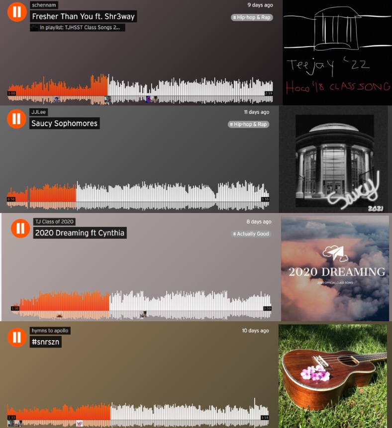 Each class’s song uploaded their tracks to SoundCloud. With different musical styles, titles, and cover photos, each class represents itself in a unique way.