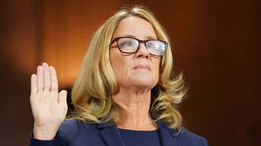 Photo courtesy of www. esquire.com. 
Dr. Ford testifies before the Senate Judiciary Committee.   