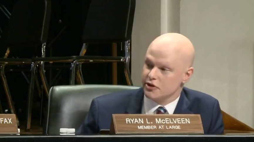 Ryan McElveen proposes the resolution. Courtesy of @RyanLMcElveen on Twitter.