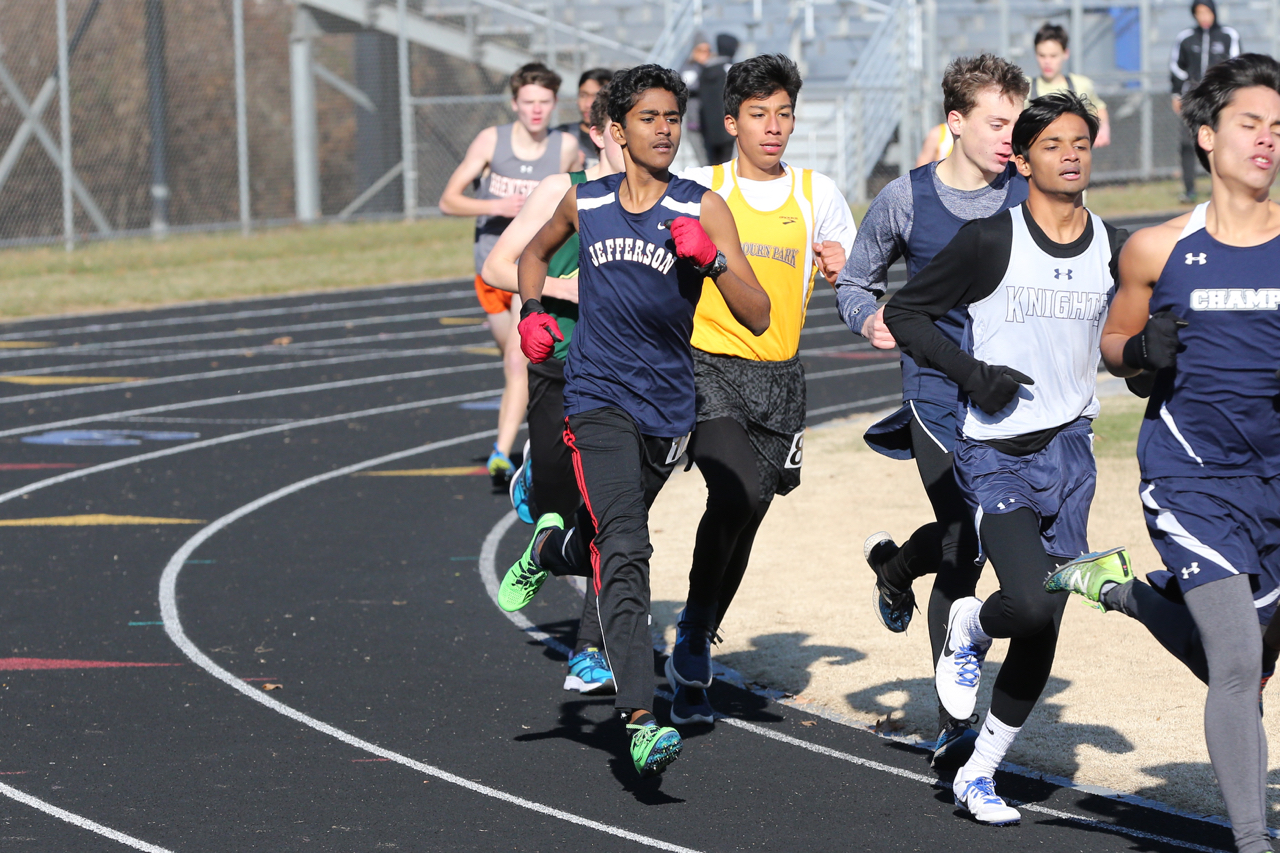 Sophomore Varun Chilukuri at the Bobcat Invitational meet which took place during the 2017-2018 winter season.