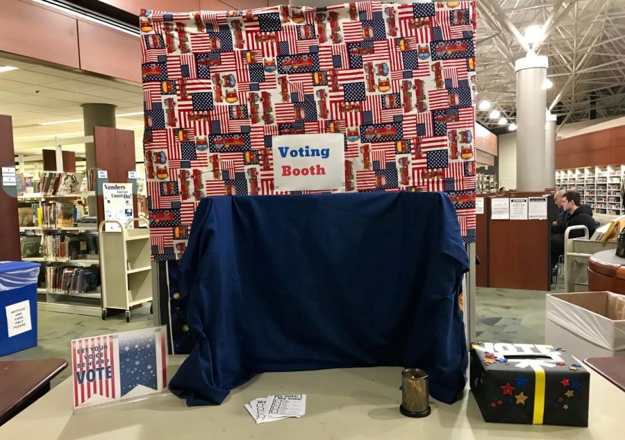 Voting booth for children at Chantilly Regional Library.