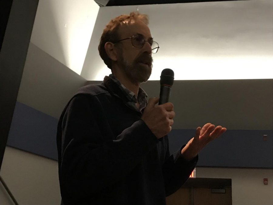 In the auditorium, author and historian, Stewart Gordon, speaks with Jefferson sophomores. He was the writer of their summer assignment book, When Asia Was the World, in which he wrote about Asia's history and their impact on the world. Photo courtesy of Forrest Meng.