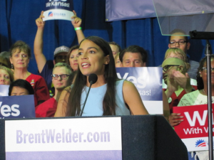 Alexandria Ocasio-Cortez, Congress’ youngest member yet, speaking at a rally.