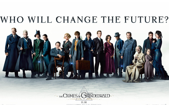 "Who Will Change the Future?" Crimes of Grindelwald promotional poster. The movie came to theaters on Nov. 16 2018. Image courtesy of fantasticbeasts.com.