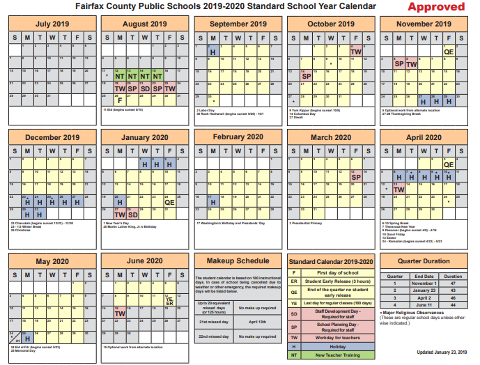 fcps 2021 calendar Changes Made To Fairfax County Public Schools 2019 2020 Calendar Tjtoday fcps 2021 calendar