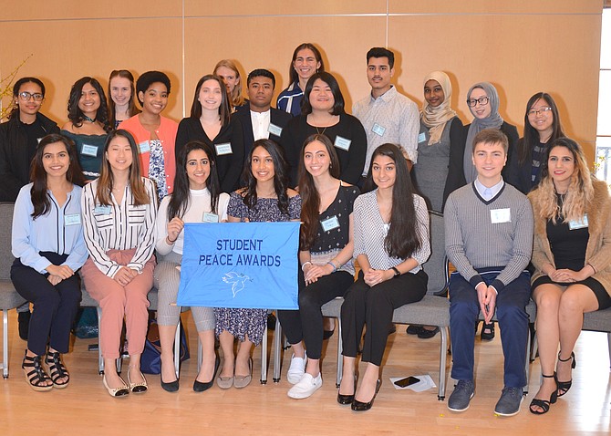 On March 10, the Student Peace Awards honored Angie Sohn (pictured second row, first from the left).