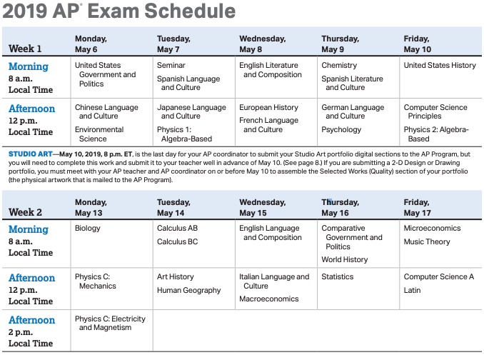 A+picture+of+the+AP+exam+schedule%2C+courtesy+of+the+College+Board.