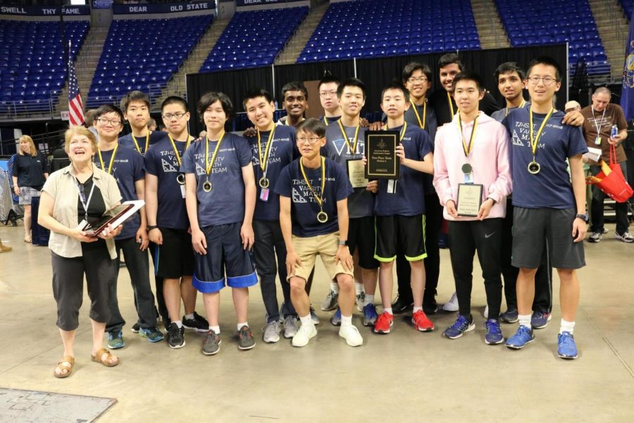 Jefferson VMT's A team pose with their medals and plaques after placing first in the nation, outperforming some of the brightest minds in the country for the gold.