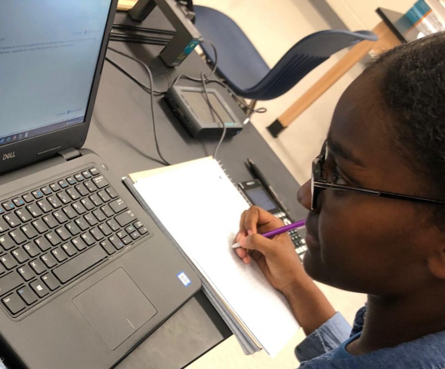 “Compared with Mathspace which allows you to submit your answer in steps and will check and tell you if you’re on the right track, it’d be nice if WebAssign could do that,” junior Eban Ebssa said, working on her Physics 1 WebAssign homework.