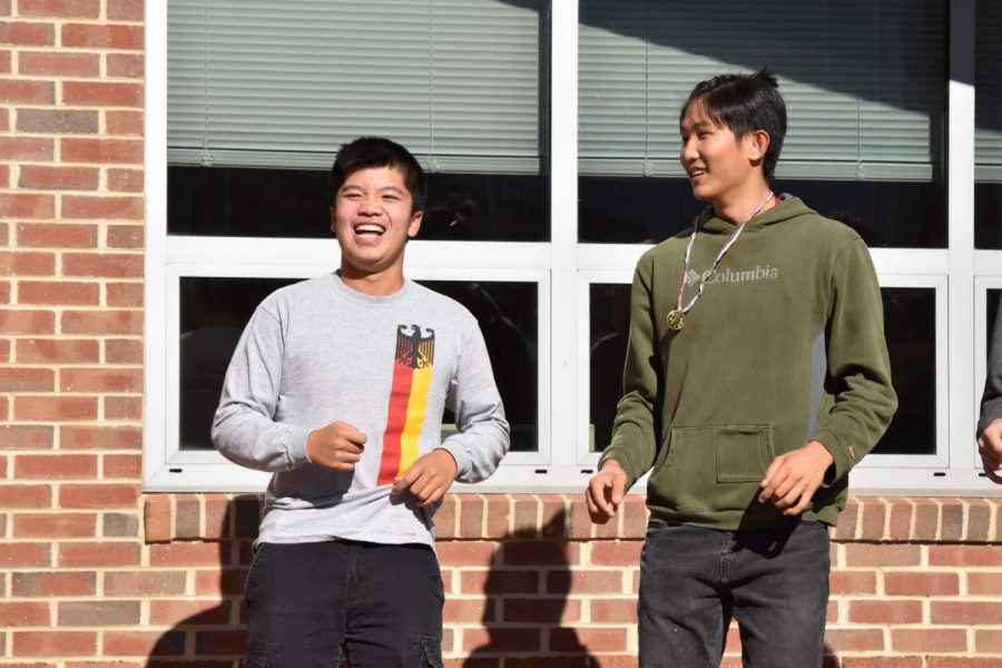 Senior+and+Co-President+of+German+Honor+Society%2C+Kevin+Chung+and+senior+Alex+Song+dance+along+to+music+at+German+Honor+Society%E2%80%99s+Annual+Oktoberfest+on+Oct.+23.+%E2%80%9CMy+favorite+part+%5Bof+Oktoberfest%5D+was+that+we+had+the+German+kids+here+and+they+made+the+most+of+it%2C%E2%80%9D+Chung+said.