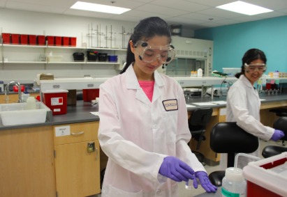 Jefferson senior Sabrina Cai works on an experiment at the University of California San Diego. 
