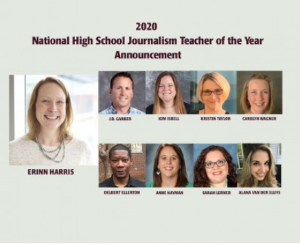 Jeffersons journalism advisor Ms. Erinn Harris was awarded the Columbia Scholastic Press Award (CSPA) 2020 National High School Journalism Teacher of the Year award. She will receive her award at the CSPAs annual spring convention. 