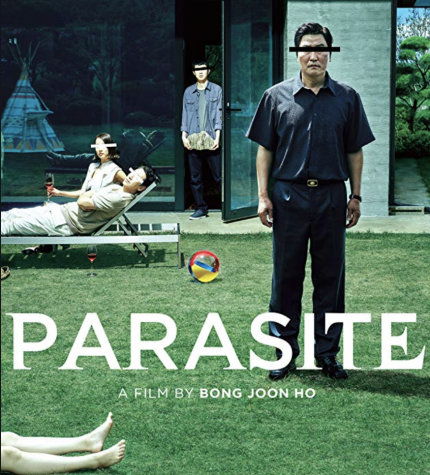 The movie poster for the American showings of award-winning Korean film, Parasite
