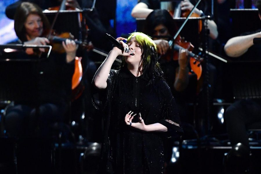 Eilish performs "No Time to DIe" at the Brit Awards