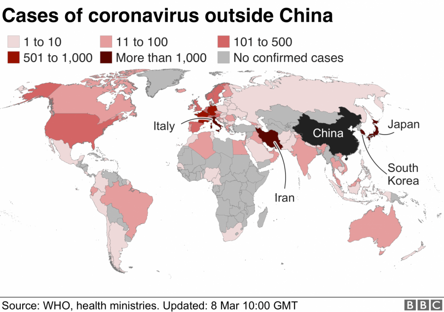 Coronavirus, a virus that often manifests as coughs and fever, has been rapidly spreading across the globe since Jan. 2019. Photo courtesy of BBC. 