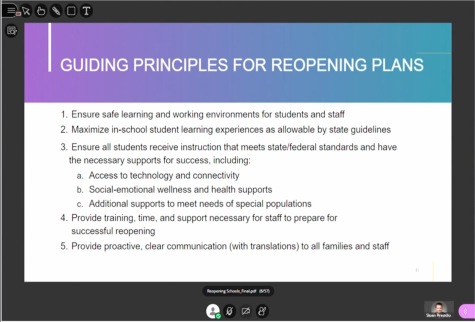 Fairfax County Public School Boards had a virtual meeting over BlackBoard Collaborate to discuss school reopening plans.