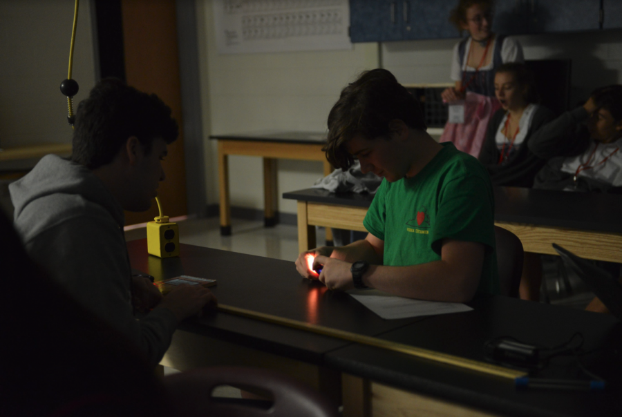 Students in the Astronomy class participate in a lab activity. "We want to take the fact that our students are going to be competitive and going to want to be excellent and turn that into something that is fun and not stressful and helps everybody succeed," Malcolm Eckel, Challenge Success Staff Representative, said. "[Through] classes that I think are difficult but not stressful, that's the kind of thing that we're going for: having enough student options enough student control that everybody can find their own path to success that feels genuine to them."
