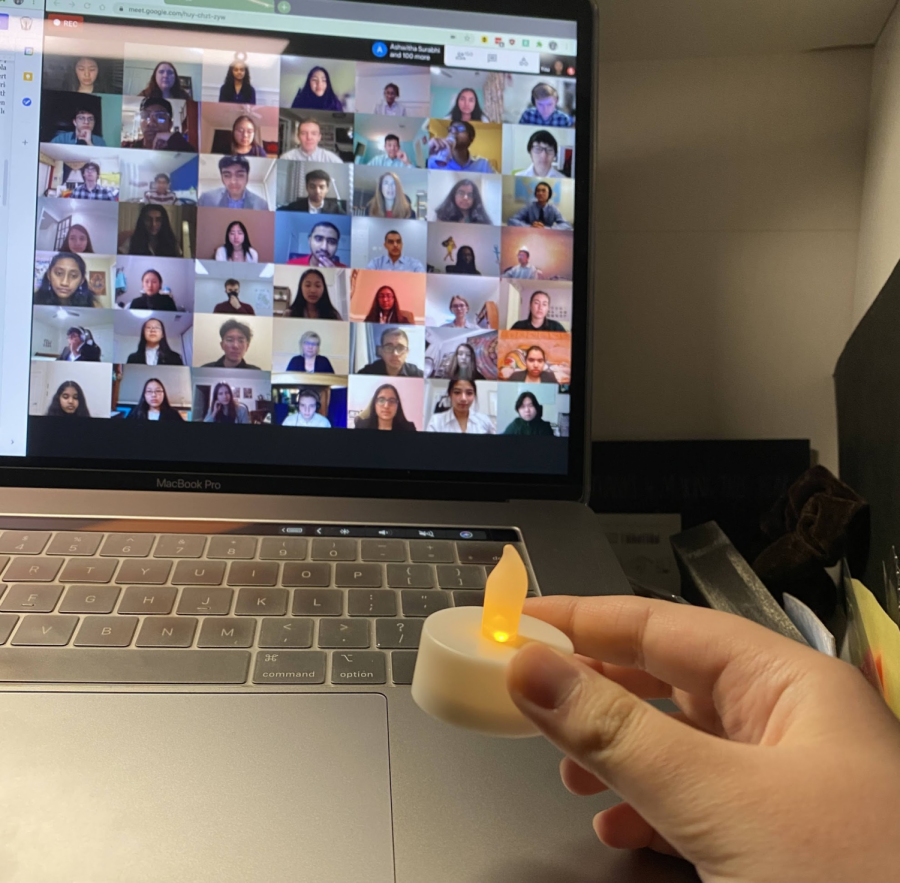 Jefferson senior Minjoo Song is one of the NHS officers (her specific position being Secretary-Treasurer) who held a candle light to the camera for the candle lighting segment of the virtual induction ceremony.