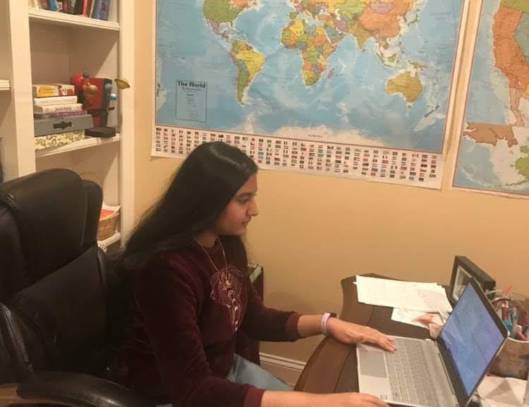 Senior Neha Sripathi works on her computer-based project for the 2021 Science and Engineering fair. “Computational projects were the dominant type of projects submitted this year,” Sripathi said.