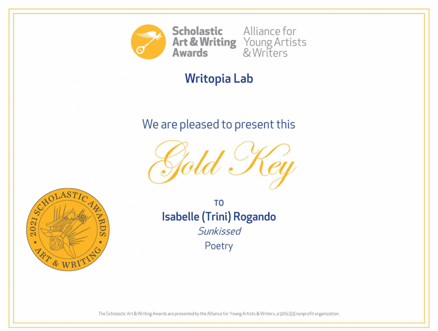 Junior+Trini+Rogando+receives+a+Scholastic+Gold+Key+for+her+poetry+entry%2C+Sunkissed.